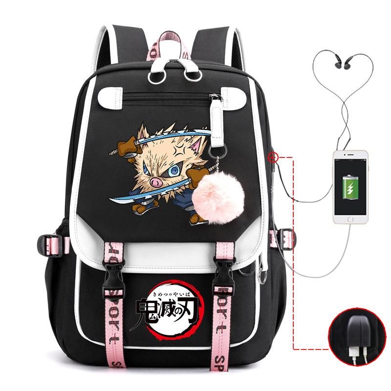 Ghost Annihilation Blade Grade 3-6 Junior High School Student High School Student School Bag Strap USB Multifunctional Backpack