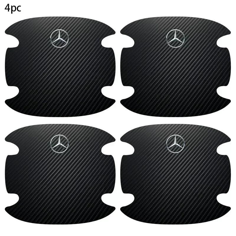 ZPU1  4pc Carbon Fiber Car Door Bowl Protection Sticker Door Handle Protection Film for Mercedes Benz W211 W204 W210 W203 CLA GLA