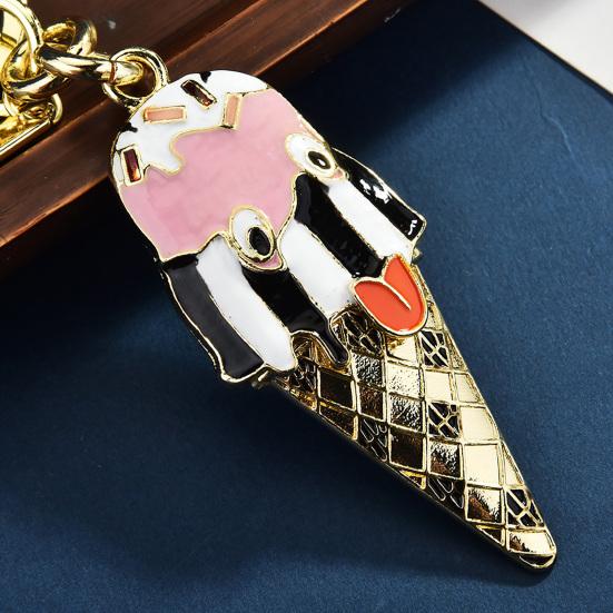 Keychain Pendant Enamel Finish Ice Cream Shape Key Chain with Lobster Clasp Bag Charm Backpack Accessory