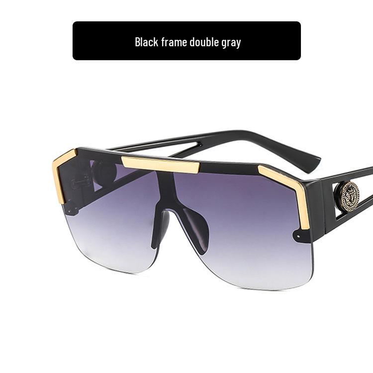 

2022 Lion Head One-Piece Women s Sunglasses: Trendy Large Frame with Hollowed-Out Temples As shown