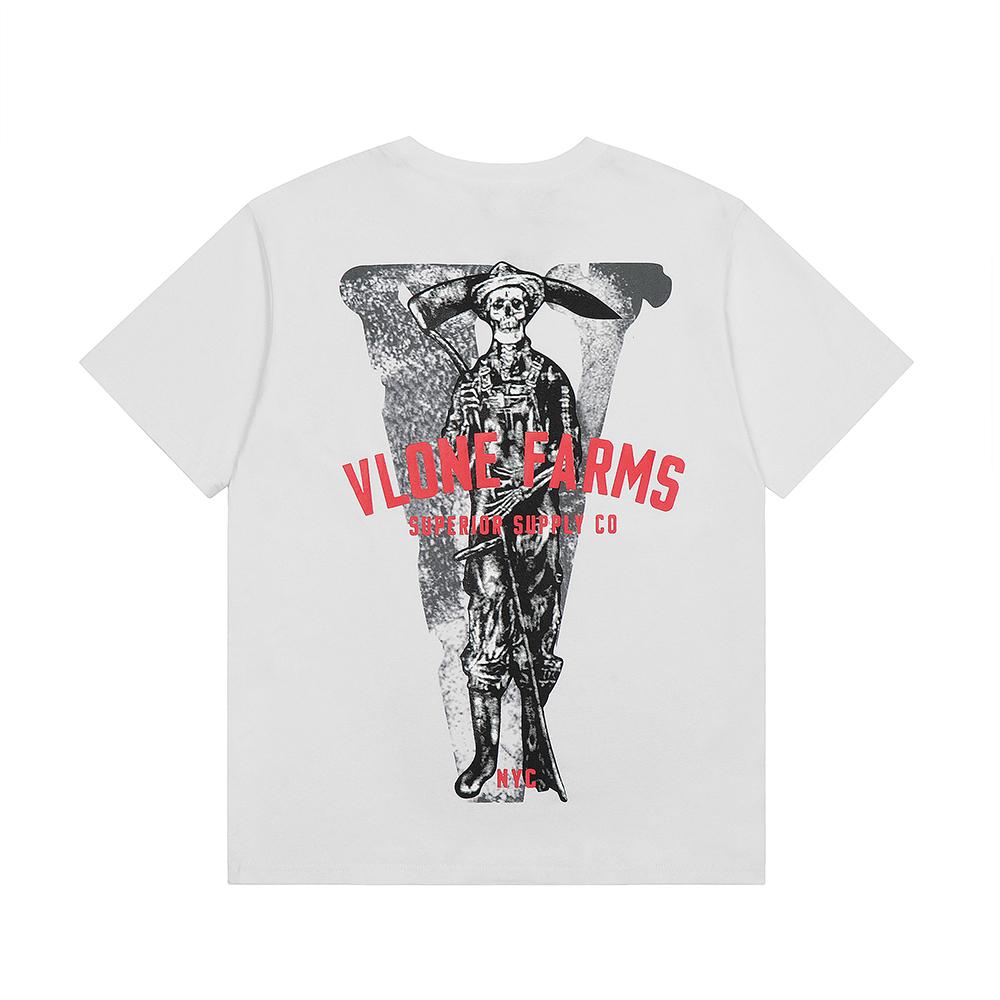 VLONE Summer Men s and Women s Farms Skeleton Farmer Print Oversized T-shirt Streetwear S