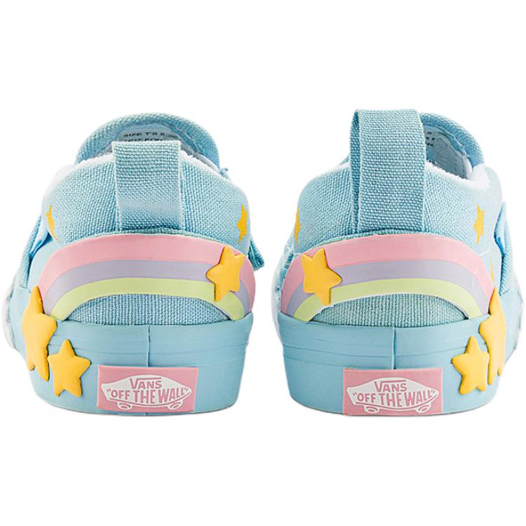 Vans Slip-On V Star Classics Comfortable Versatile Low-Top Walking Shoes Baby Sneaker Blue VN000D4FBER
