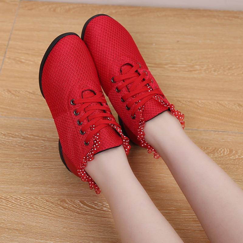 Breathable Mesh Rubber Sole Short Boots Sailor Dance Shoes Lace Up Soft Sole Latin Practice Shoes Teacher Shoes Square Dance Shoes