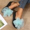 Fashion Mesh Flower Shaped Wedge Slippers Women 2025 Stylish Sequins Thick Sole Sandals for Woman Non Slip Soft Bottom Slides Mujer