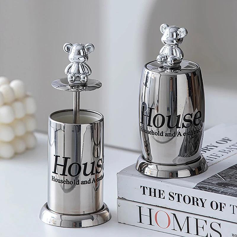 Home Light Luxury Bear Toothpick Holder Stainless Steel Hotel Personalized Creativity High Appearance Level Toothpick Box