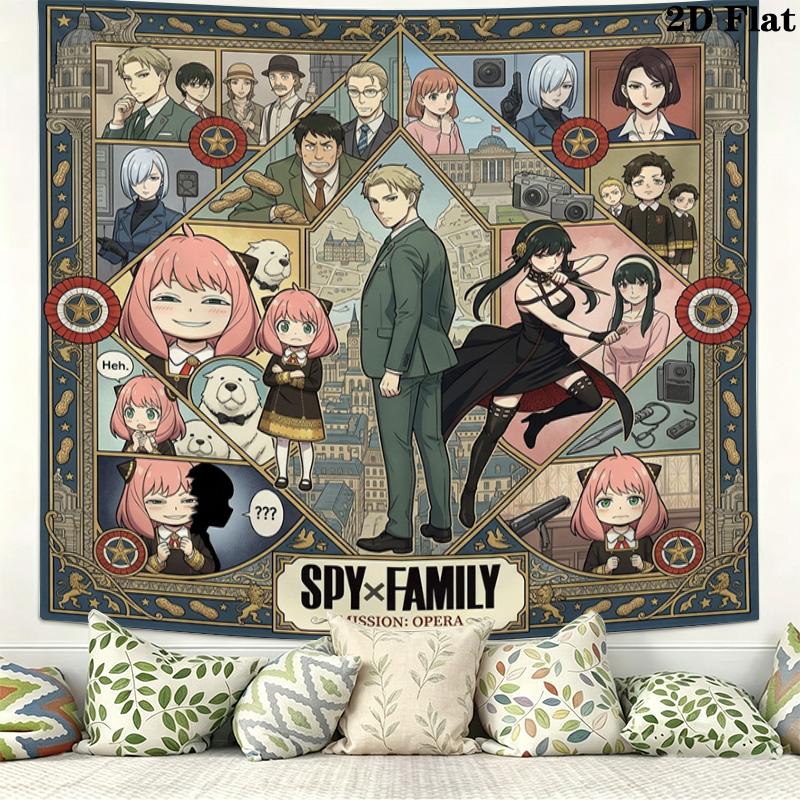 Spy Family Wall Tapestry Aesthetic Wall Hanging Printed Fabric Blanket Decorative Tapestries For Bedroom Living Room Home Decor