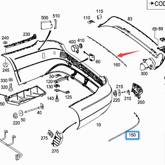 Bright Rear Bumper Trim for Mercedes-Benz E-Class 212 (E200, E260, Etc.)