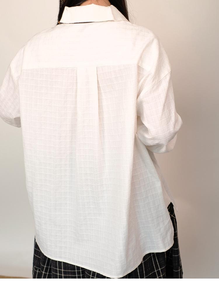 Checkered 3D Jacquard Cotton Tie-Up Shirt: Niche Long-Sleeve Jacket for Spring & Summer