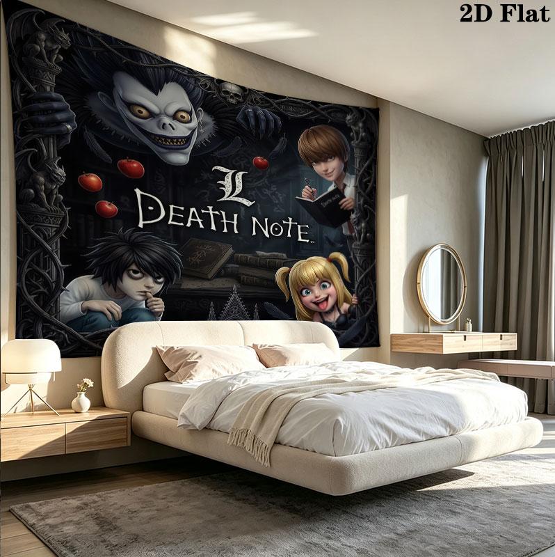 Arazzo da Parete Death Note Appeso Estetico Coperta in Tessuto Stampato Arazzi Decorativi per Camera da Letto Soggiorno Decorazioni per la Casa