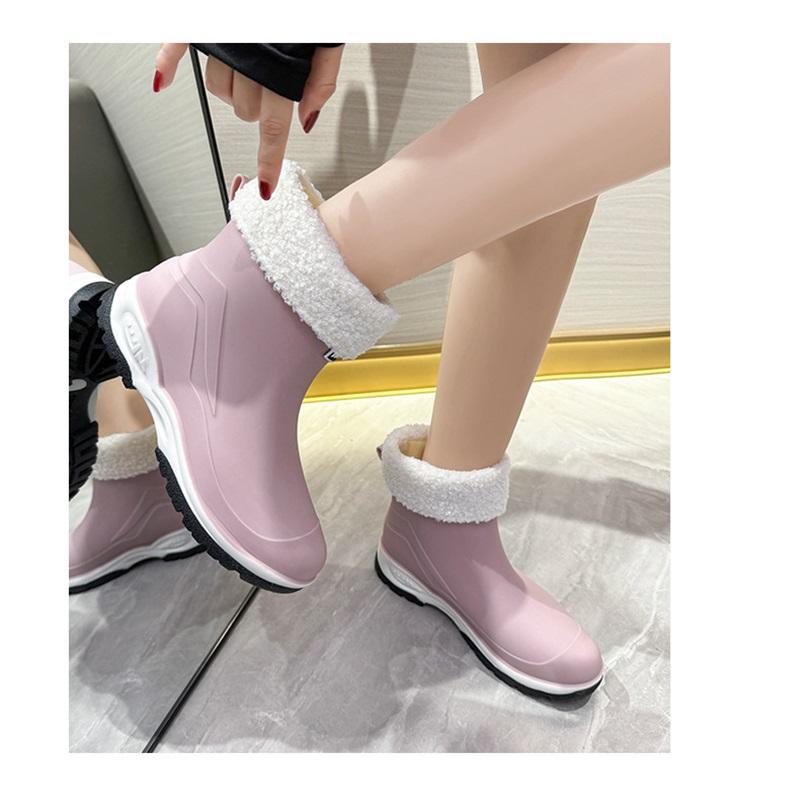 Comfortable Casual Lightweight Anti Slip Waterproof Wear Resistant And Fleece Short Tube Rain Shoes For Couples