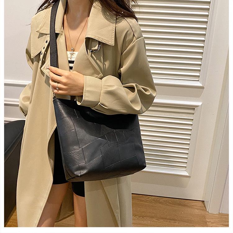 2024 Neue Patchwork Colorblock Crossbody Tote - Damen Große Kapazität Lässige Einzel-Schultertasche für Studentinnen
