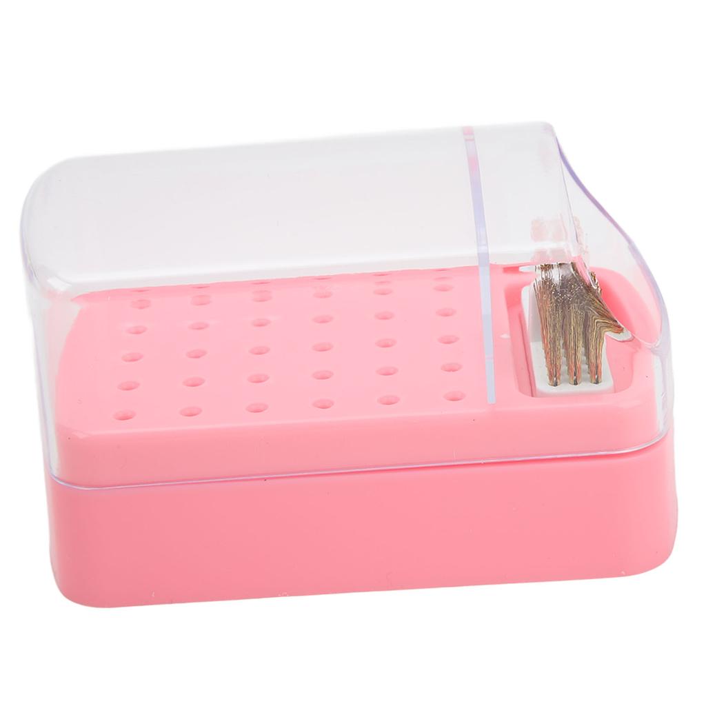 30 Holes Nail Drill Bit Holder Cleaning Brush Case Dsut Proof Stand Display Storage Manicure Tools