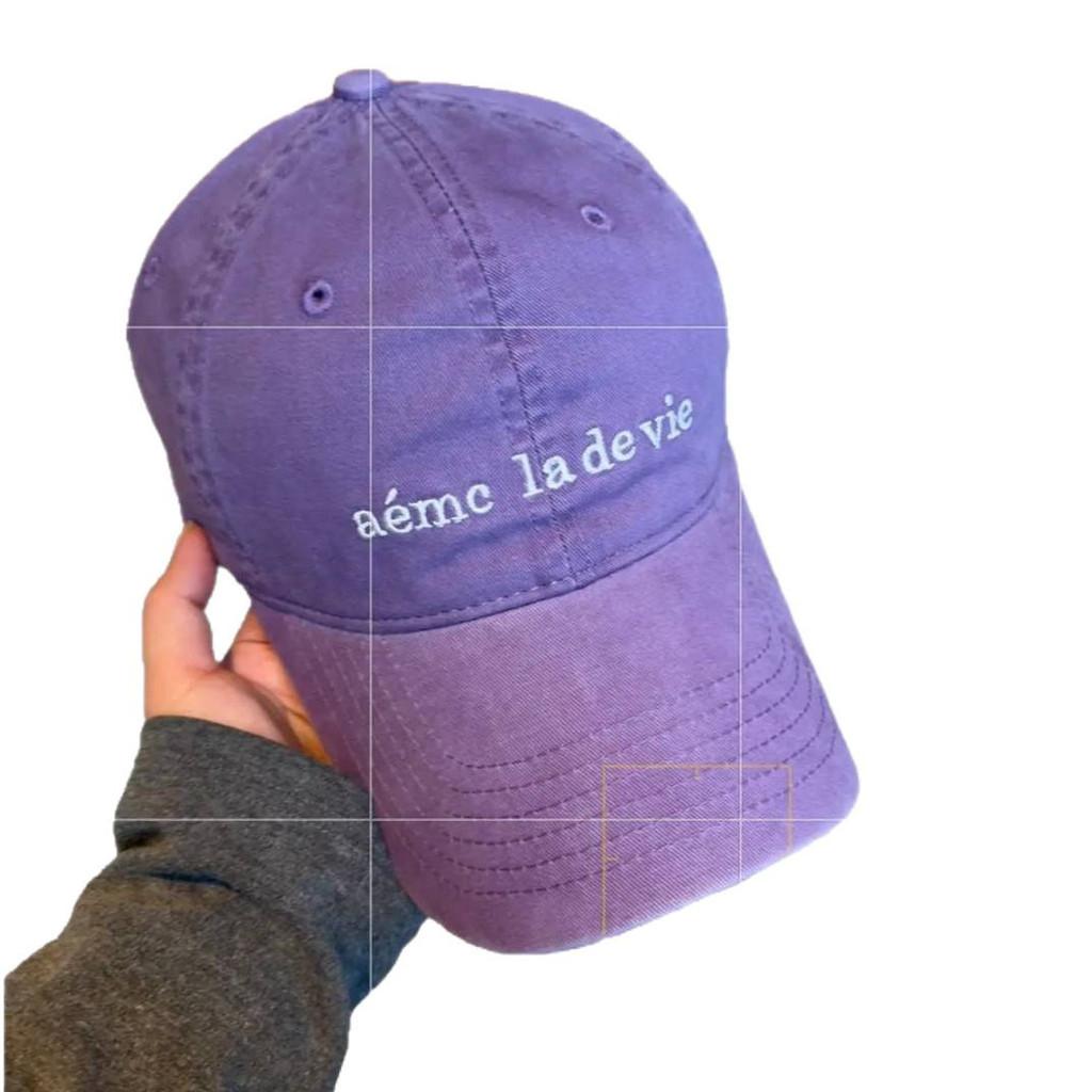 Spring Adjustable Purple Cotton Baseball Cap With Embroidered Letter Design For Casual Men Women