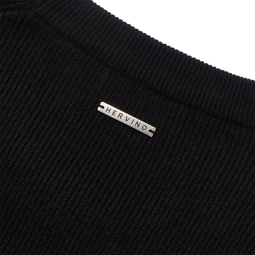 HERVINO Raglan Crewneck Muscle Knit [Black]