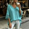 Casual Women Shirt Summer Tops for Women, V-Neck Half Sleeve Pullover Tops, Loose Basic Solid Color Fit Breathable Blouse Work Parties Wear