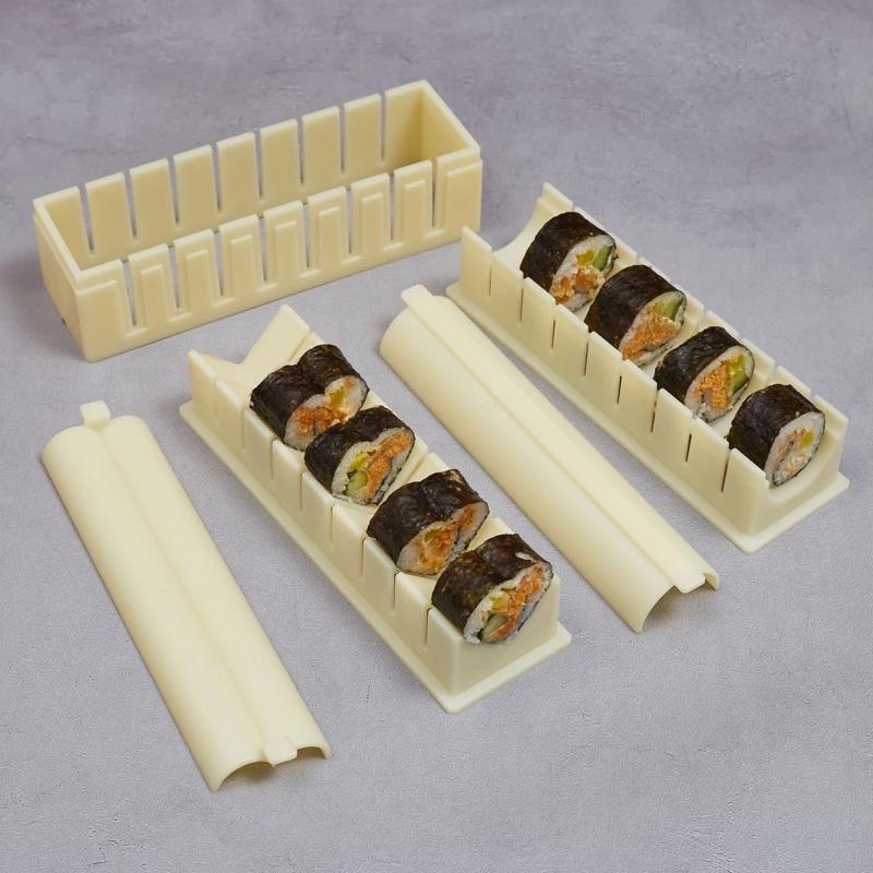 Sushi Maker Equipment Kit Plastic Sushi Rolls Mold Round Square Heart-shaped Sushi Making Tools Cake Roll Mold Kitchen Tools