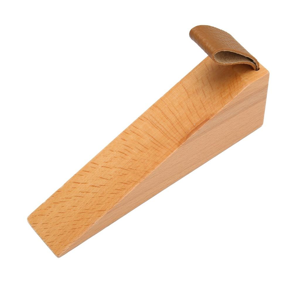 6pcs Compact Design Wooden Door Stopper Leather Strap Security Door Wedge Office Use