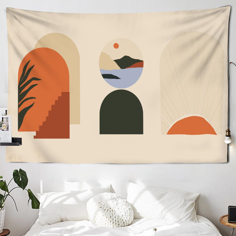 Modern abstract landscape mural crescent forest sunset mountain landscape wall tapestry home decoration tapestry