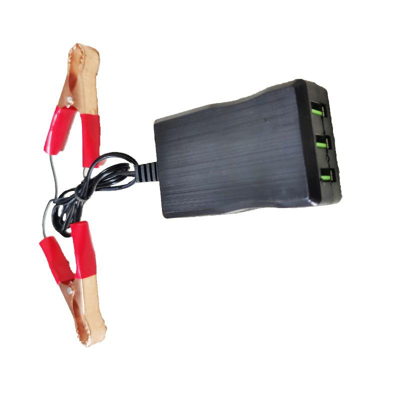 1Pcs Power Adapter With Battery Clip 12V 24V To 5V 3USB Port For Charging Cell Phone Emergency USB Power High Efficiency