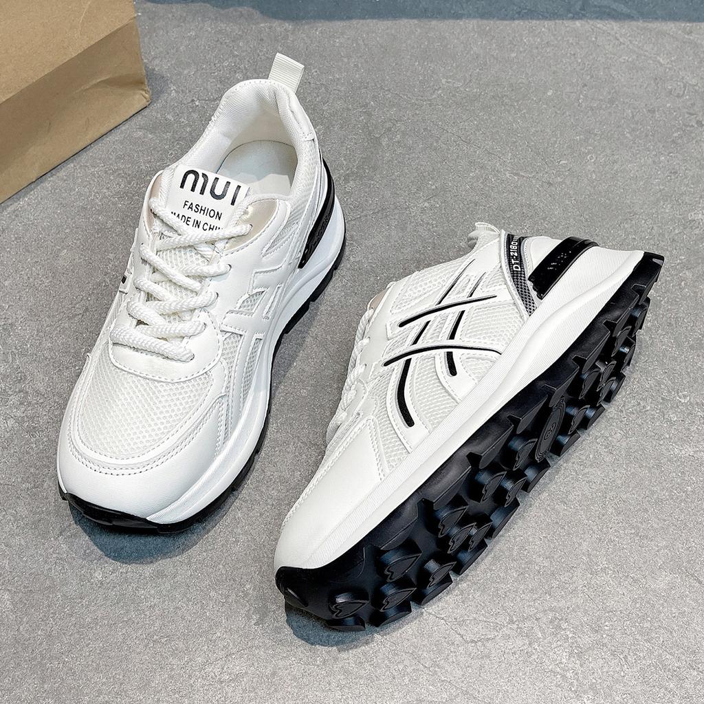 Fried Street Retro Color Matching Daddy Shoes Women's 2025 Spring New Versatile Breathable Lightweight Feet Small Platform Sneakers