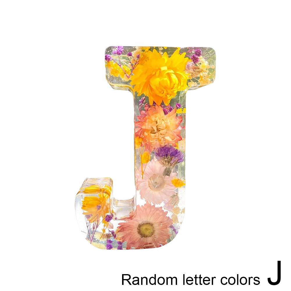 Floral Letter Night Light Alphabet Letter LED Lights Luminous Number Lamp Decorative Resin Lamp With Initial Letter & Dry Flower