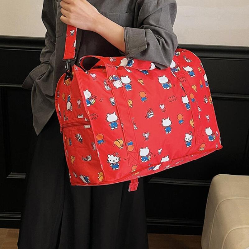 Cartoon Kitty Large Capacity Luggage Bag Waterproof Foldable Multifunctional Travel Handbag Anime Shoulder Bag Cartoon Gym Bag