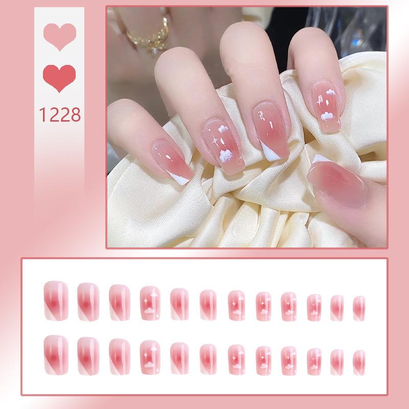 Ice-Clear Nude Ballet Nail Art Medium-Length Press-On Tips