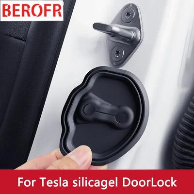 4 stücke Autotür Stumm Dämpfung Kissen Silikon Türschloss Schnalle Autotür Anti-kollision Schutzhülle für Tesla Modell 3 Modell Y
