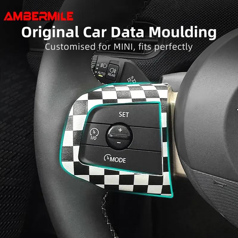 2PCS Car Steering Wheel Button Frame Sticker for Mini Cooper F65 F66 F67 J01 J05 U25 Leather Car Interior Decoration Accessories
