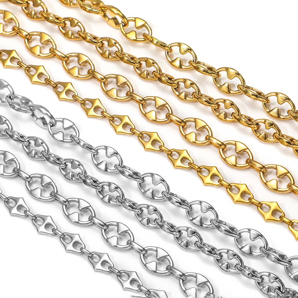 1 Meter Stainless Steel O Link Rolo Cable Chunky Chains for DIY Jewelry Bracelets Supplies Necklace Findings Earrings Making