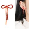Valentine's Day Bow Drop Earrings with Crystal Zircon Shiny Stud Jewelry for Women Girls Gifts