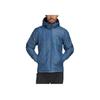 Solid Color Logo Print Zipper Hooded Long Sleeve Cotton Jacket Men Jackets Blue HF0832