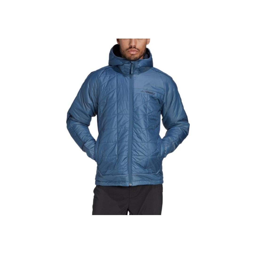 Adidas Solid Color Logo Print Zipper Hooded Long Sleeve Cotton Jacket Men jackets Blue HF0832 S