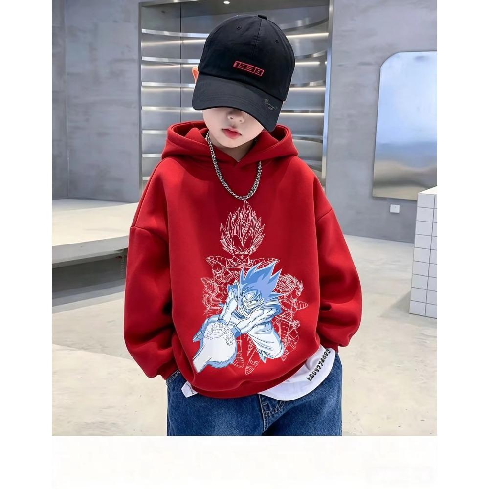 Japanese style Kids Hoodie Autumn Winter Dragon Ball Vegeta Character Print Pullover Sweatshirt Casual Long Sleeve Hooded Tops