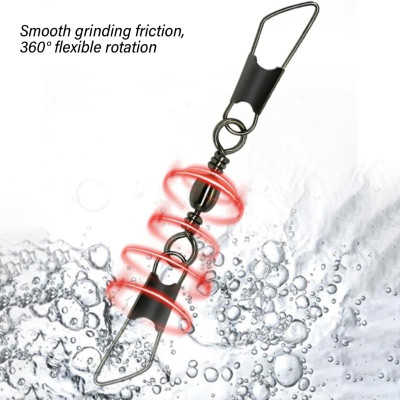 50pc Fishing Lures Hook Connector for Saltwater Freshwater Swivels with Snaps Bearing Rolling Swivels