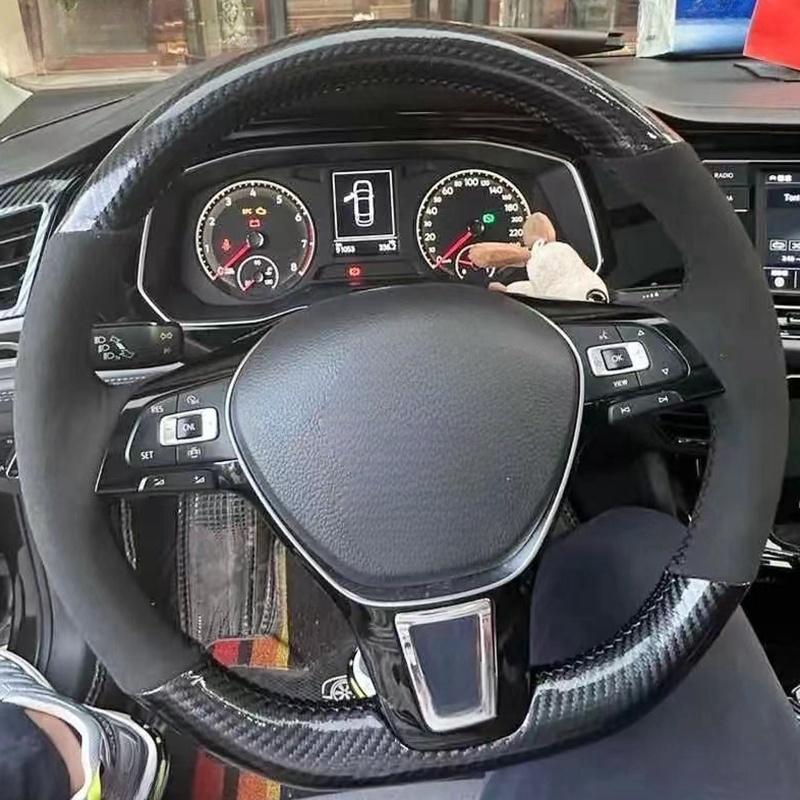 Suede Carbon Fiber Hand Sewing Car Steering Wheel Cover For Volkswagen VW Golf 5 Mk5 VW Passat B6 Jetta 5 Mk5 Tiguan 2007-2011