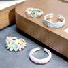 Dopamine Enamel Diamond Flower Opening Ring Sweet Light Luxury High Sense Exquisite French Niche Personality Ring