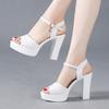 2025 summer thick heel sandals comfortable temperament open-toed sandals waterproof table high heel one-word buckle sandals women