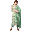 Gosriki Damen Baumwollmischung Bedrucktes Kurta- und Hosen-Set mit Dupatta (KalepingPista NwGs Pista XxLarge)