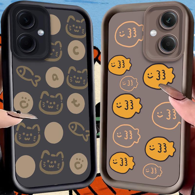 Cartoon Cat Fish Dot Print Case for Xiaomi Redmi Note 14 13 12 Turbo 11S 4G 11 10 Pro Plus 9 14C 13C 12C 9C A2 A1 Cover Funda