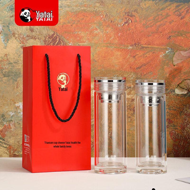 YATAI Crystal Clear Double-Layer Borosilicate Glass Tea Infuser Mug