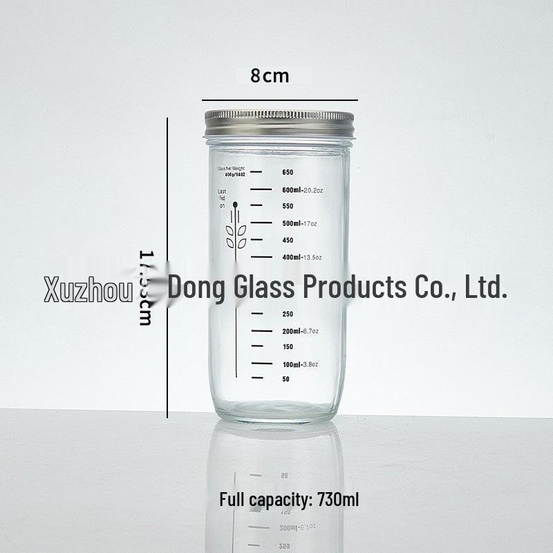 24oz Sourdough Fermentation Glass Jar with Scale and Sealed Petri Dish