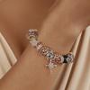 Elegantes Leopardenmuster Kreuz-Anhänger Verstellbares Kupferarmband Für Damen