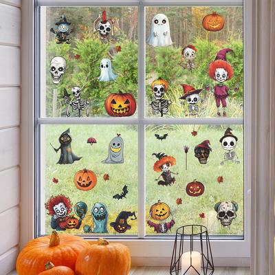 Halloween Schädel Zombie Kürbis Balkon Glasvitrine Heim Festival Dekoration Fensteraufkleber