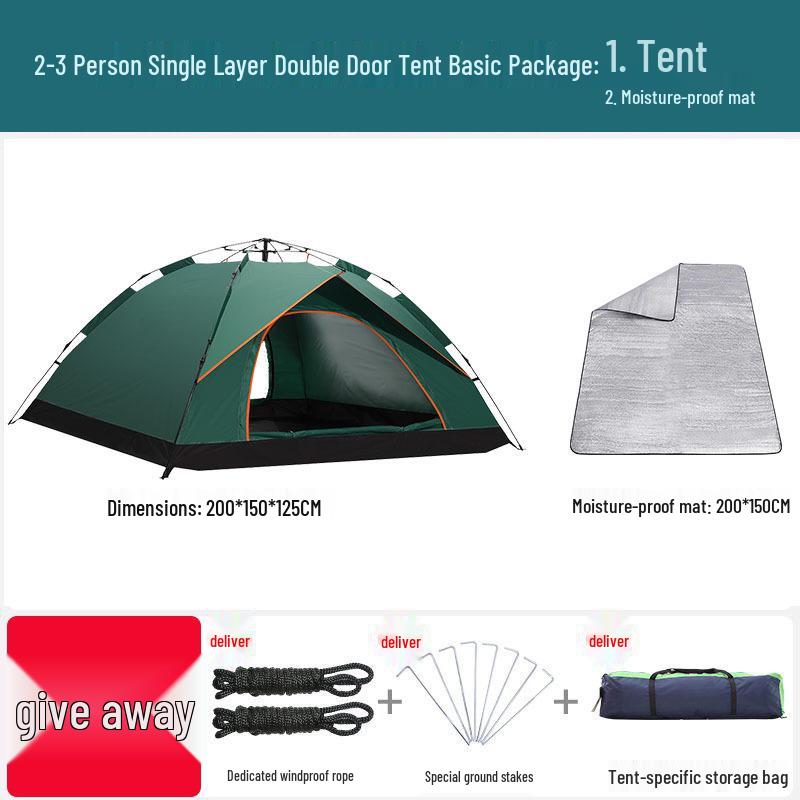 Double Person Automatic Tent: Thickened, Rainproof & Sun-Protective for Outdoor, Wild Camping or Beach Use