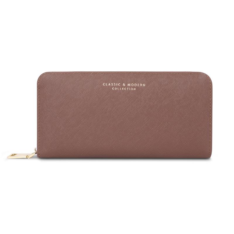 Women Wallets Crosshatch Zipper Bag - Long Wallet, Clutch Purse, Coin Pouch & Card Holder