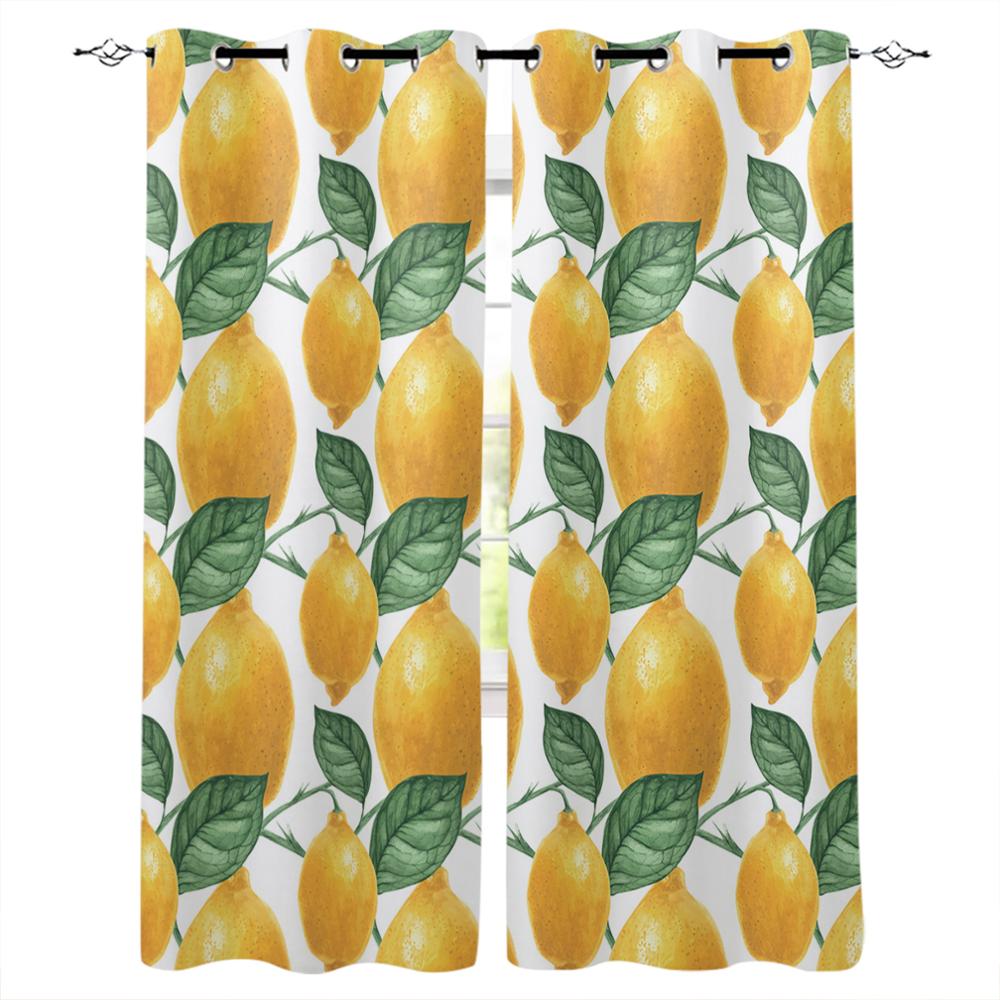 Small Fresh Summer Style Lemon Fruit Luxury Home Curtains Modern Home Supplies Living Room Bedroom Custom Curtains