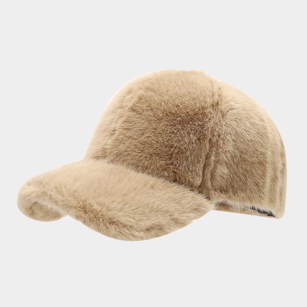 Ins New Style Solid-Color Long-Plush Vacation-Style Warm Hat - Women's Trendy Autumn  Winter Outdoor Versatile Baseball Cap
