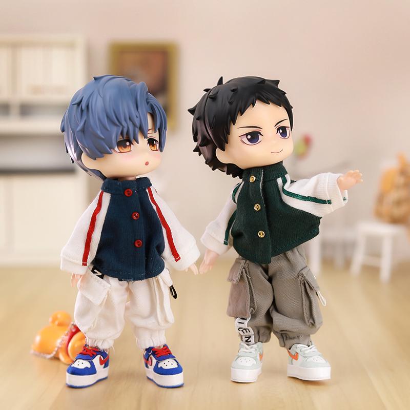 OB11 Baby Clothes Baseball Uniform Letter Overalls Suit Coat Fashion Pants For Obitsu11 YMY Body 1/12 BJD Doll