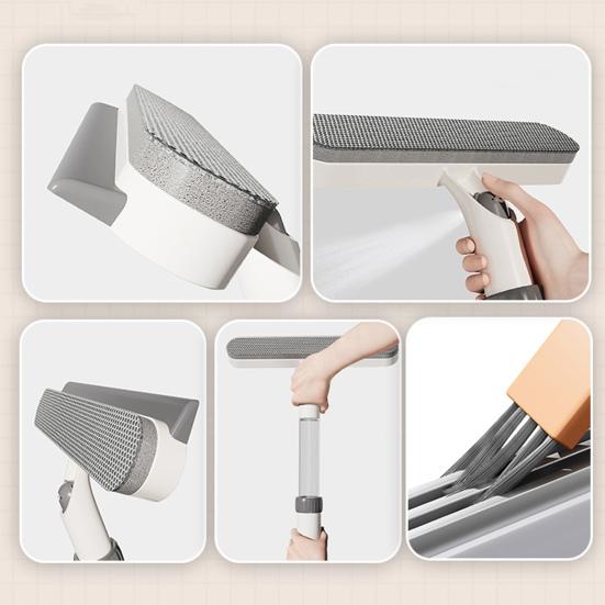 Window Screen Cleaning Brush 3 In 1 Glass Wiper with Retractable Wand Built-in Crevice Brush Swiveling Head Multi-Surface Cleaner